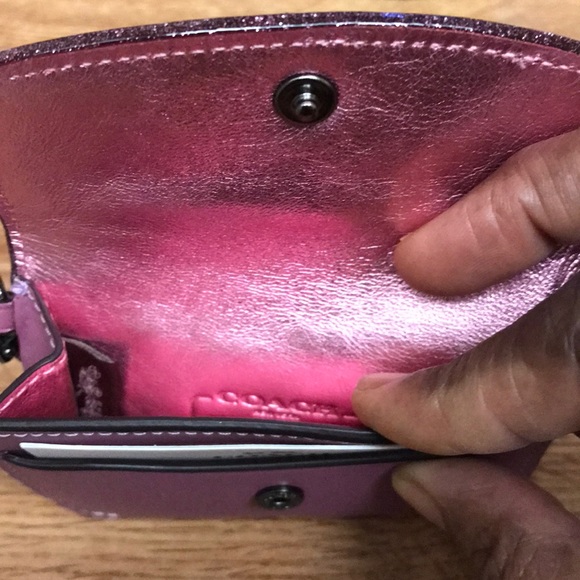 Coach Shimmering Trim Pouch Mini Wristlet - Picture 2 of 8